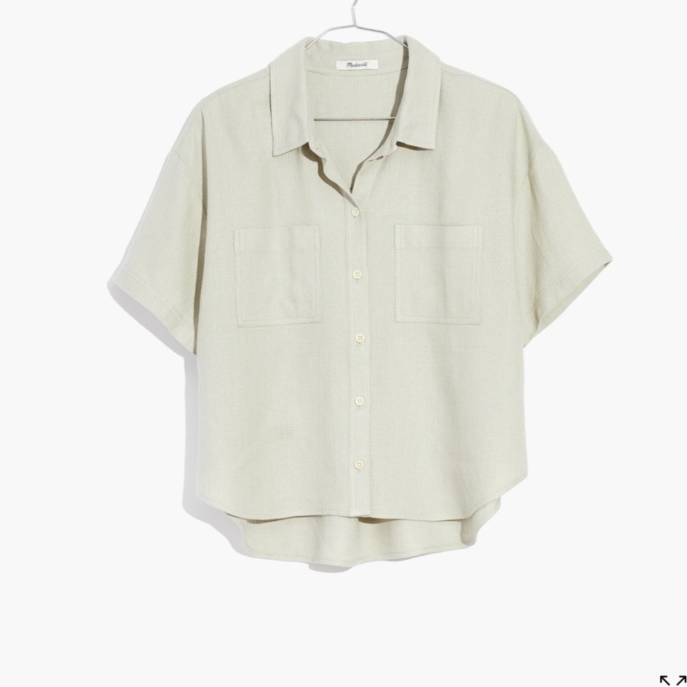 Madewell Breezewoven Beachside Shirttail top Sage Green